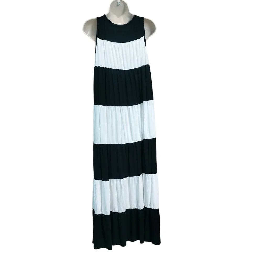 Soma Black and White Colorblock Maxi Dress Medium